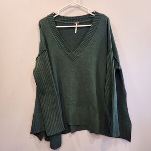 Free People Orion Dark Green Oversized Sweater